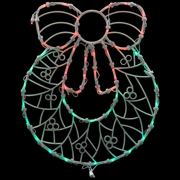 Northlight LED Lighted Wreath Window Silhouette Christmas Decoration - 16" - Red and Green