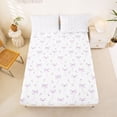 thumbnail image 5 of Erosebridal Purple Princess Bowknot Queen Sheet Sets,Kawaii Floral Flower Bed Set For Girls Teens 4pcs, 5 of 6