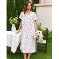 thumbnail image 5 of Ekouaer Cotton Nightgowns for Women Long Night Gown Short Sleeve Sleepdress Victorian Sleepwear Nightdress with Pockets, 5 of 6