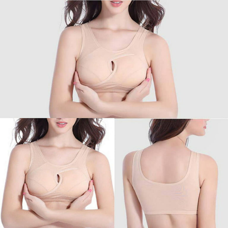 Anti-sagging Sports Bra Breast Augmentation Cross Comfy Lifts Breasts Beige  Size 2XL 