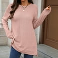 thumbnail image 2 of FAIWAD Long Sleeve Tops for Women Casual Crew Neck Long Sleeve Knitted Pullover Side Split Dressy Fall Winter Clothes, 2 of 8