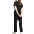 thumbnail image 4 of Mifsaly Scrub Sets for Woman V Neck Short Sleeve Tops and Classic Fit Straight Leg Pants Lightweight Breathable Professional Nursing Uniform Workwear with Side Pockets Black,L, 4 of 5