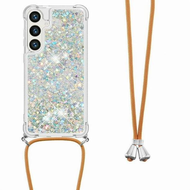 Funda FOXDOCK para Samsung Galaxy S25 con Cuerda Ajustable, Brillo Líquido, Protección Antigolpes y Lente – Ideal para Regalo