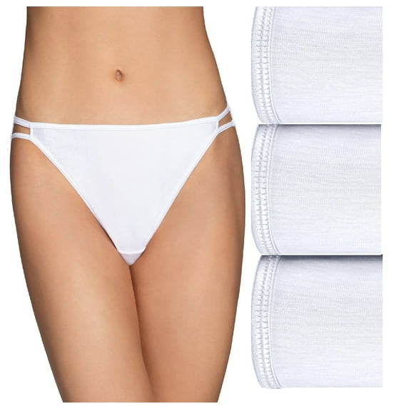 Vanity Fair Women's Illumination Bikini Panties, 18108, 3 Pack-White, 5