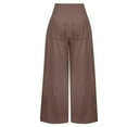 thumbnail image 5 of Gubotare Women High Waist Casual Wide Leg Long Pants Trousers (Brown,XXL), 5 of 5