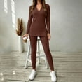 thumbnail image 4 of Lyrehush Womens Casual Matching Sets Fitted Leggings Ribbed Knit Stretchy V Neck Tunics Activewear 2 Piece Lounge Set, 4 of 7