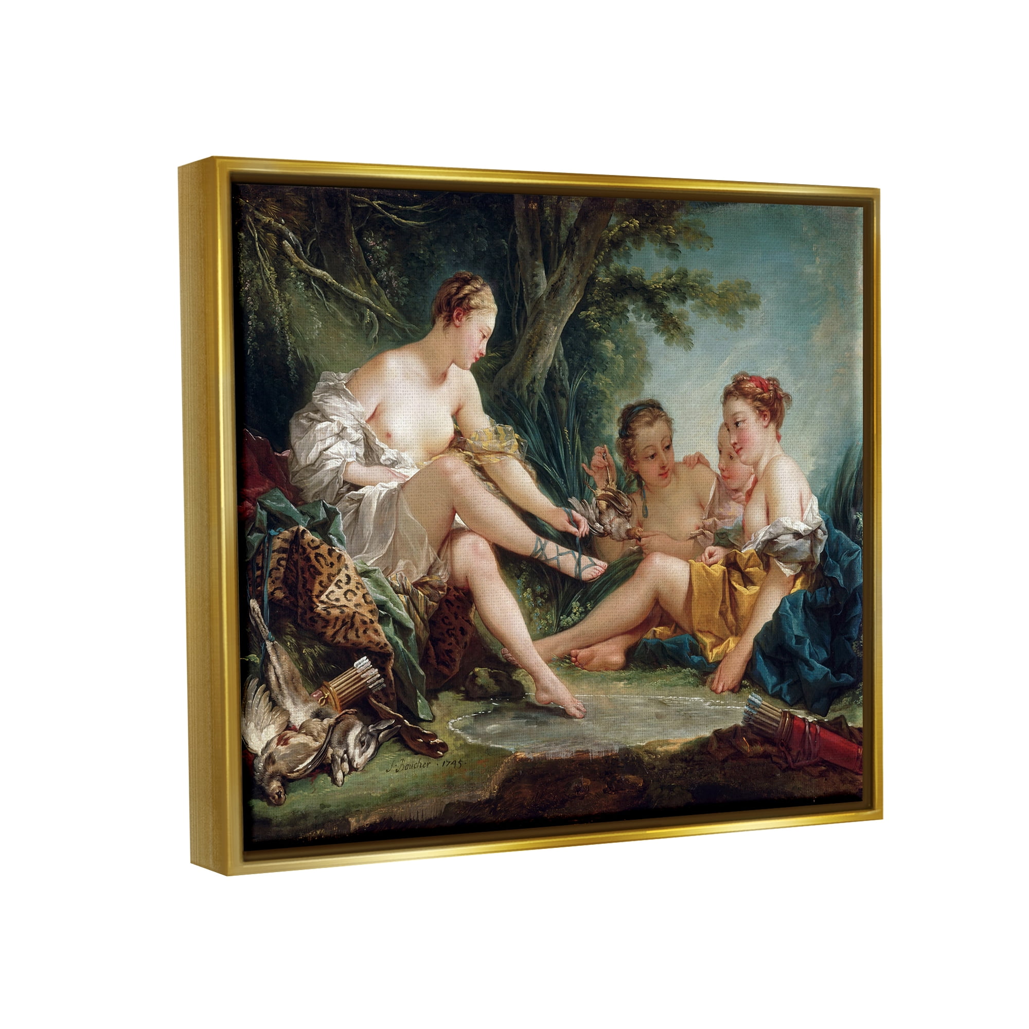 Stupell Industries Diana After the Hunt Francois Boucher Classic Painting Painting Metallic Gold Floating Framed Canvas Print Wall Art, Design by one1000paintings
