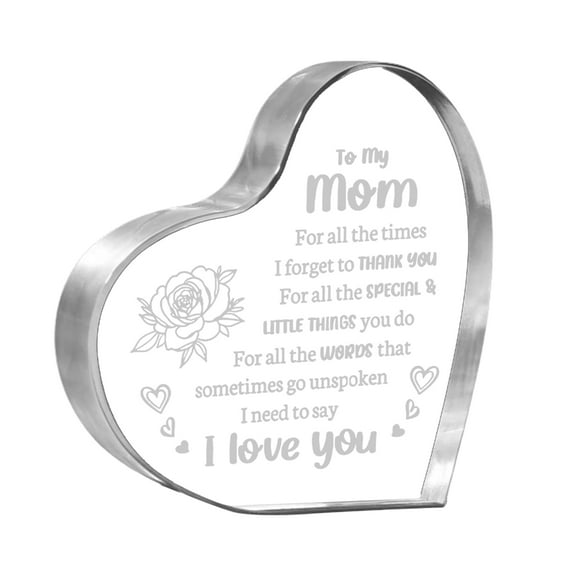 Acrylic Heart Mom, 3D Acrylic Desk Decor, Acrylic Sign Decor, Heart shaped Tables Centerpiece, Desk Keepsake for Mothers