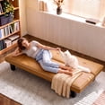 thumbnail image 6 of Lifarythm Futon Sofa Bed, Futon Couch with 3 Adjustable Backrest Convertible Twin Size Modern PU Leather Sleeper Sofa for Living Room 69", Brown, 6 of 9