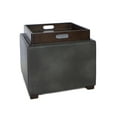 thumbnail image 2 of Cortesi Home Mavi Grey Wood Top Tray Storage Cube Ottoman in Bonded Leather, 2 of 2