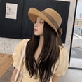 thumbnail image 3 of Sombrero de paja para mujer, protección solar de verano, ala grande, sombrero para el sol al aire libre, sombrilla, sombrero de playa coreano, sombrero de playa para mujer, moda, 3 of 5