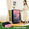thumbnail image 2 of 4 Drawer Vertical Storage Dresser Green palm leaves pink Tropical leaves trendy with Wood Top Fabric Pull Drawers, 2 of 8