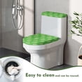 thumbnail image 4 of HELLHERO Monstera Leaf Pattern Elastic Fabric Round Toilet Lid Dust Cover for Toilet Holiday Toilet Seat Cover with Elastic Edge 2 Pieces, Christmas Bathroom Set, 4 of 8