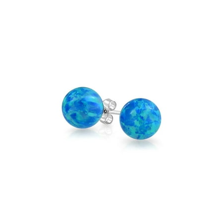 Bling Jewelry Simulated Blue Opal Stud Earrings 925 Sterling Simulated Blue Opal Stud Earrings 925 Sterling Silver 6mm