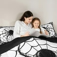 thumbnail image 6 of Manfei Gothic Spider Web Queen Comforter Set for Kids, Happy Halloween Bedding Sets, White Black Damask Reversible Bedding Comforter Set, Breathable Home Decor, 3 Pieces, 6 of 9