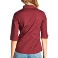thumbnail image 3 of Womens Classic Solid 3/4 Sleeve Button Down Blouse Dress Shirt, 3 of 6