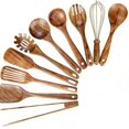 thumbnail image 1 of 10 Pack Wooden Utensils for Cooking, Wood Utensil Set for Kitchen, Teak Wooden Spoon for Cooking, Non-Stick Spatula Ladle, 1 of 5