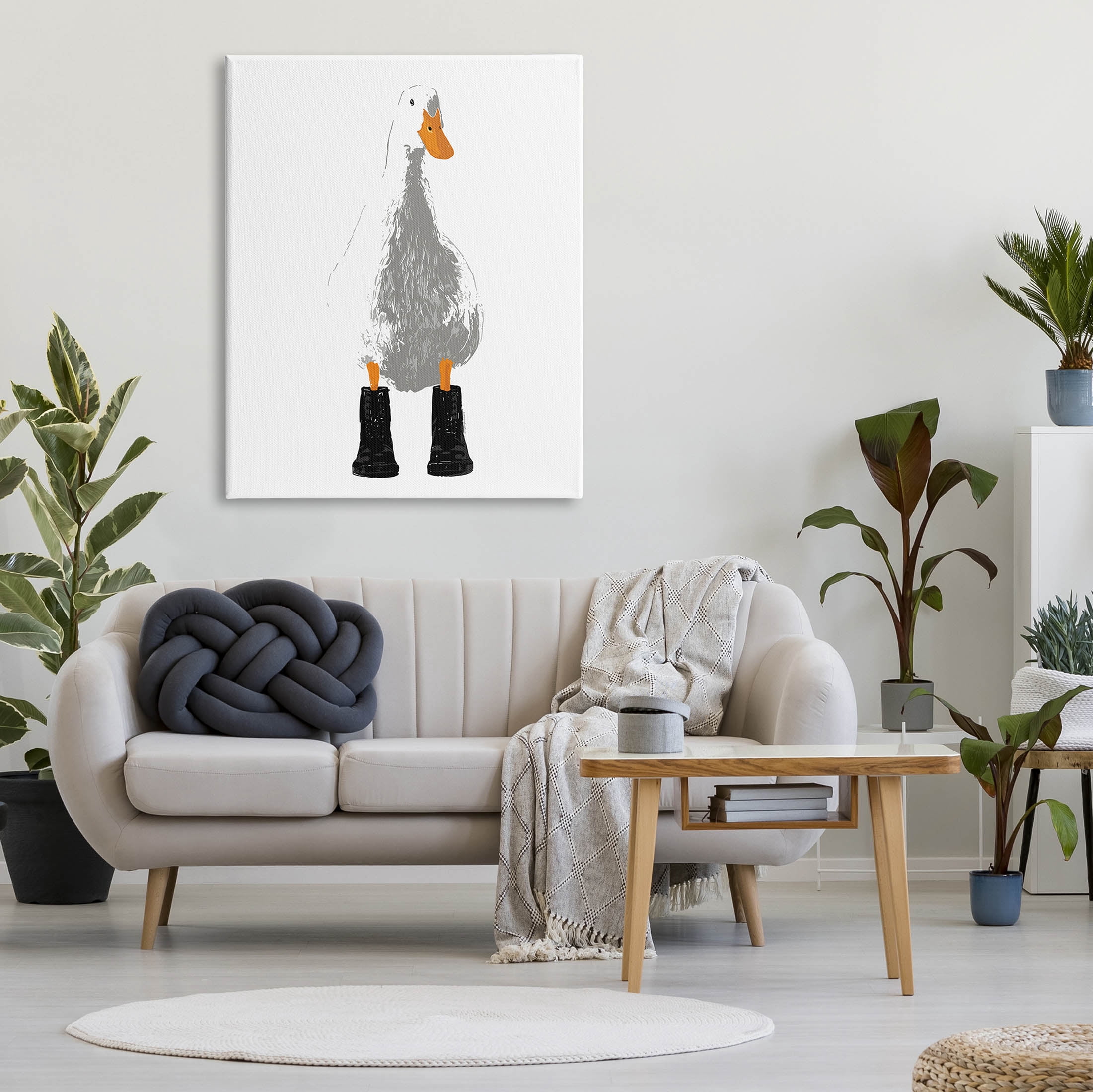 Stupell Industries White Duck Wearing Rain Boots Portrait Graphic Art Gallery Wrapped Canvas Print Wall Art, Design by Kamdon Kreations
