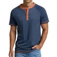 thumbnail image 2 of GENTS BLISS Henley Men Shirts Short Sleeve T shirts for Men Crew Neck Color Block Men Shirts, 2 of 6