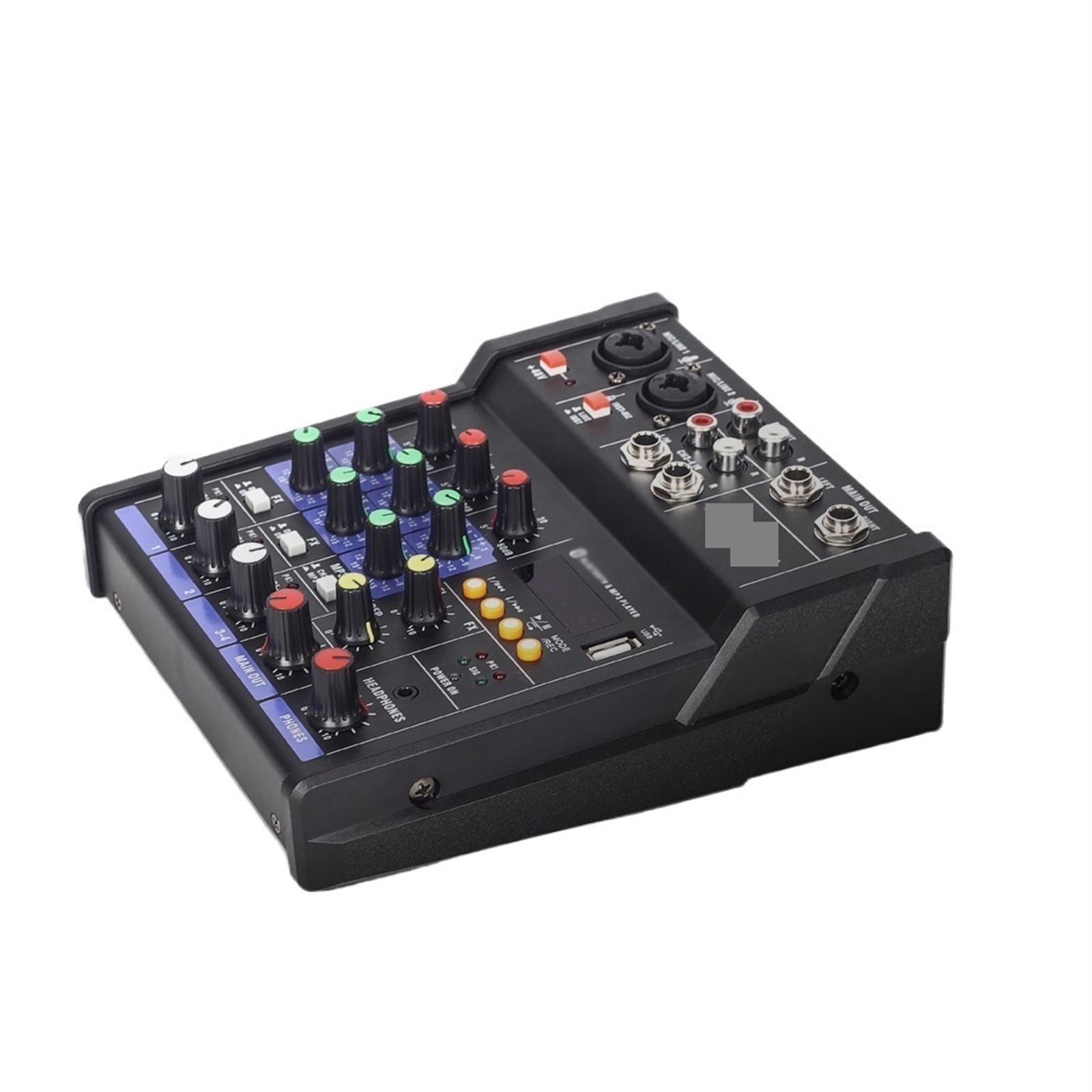 RU-4T Professional Sound Au--dio USB Mixer 4 Channel 48V Phantom Power Reverbration Mixing Console Player USB Music For DJ ,Precision Control