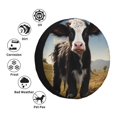 thumbnail image 4 of Salouo Cute Prairie Cow Print Spare Tire Cover 14-17 inch Spare Tire Protector Universal Tough Tire Wheel Cover for Trailer SUV and Truck-15 inch, 4 of 6