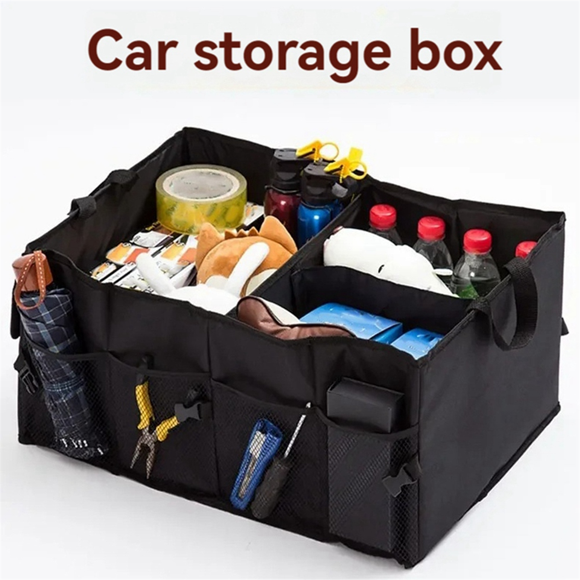 Large Capacity Car Storage Box Auto Trunk Super Foldable Cargo Storage Tool Suitable for Cars Trucks,1x car storage box,Black