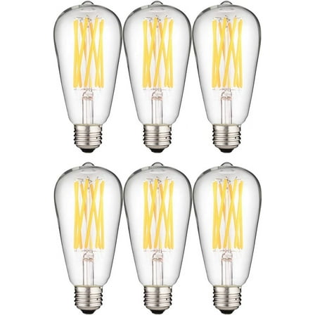 Diodesy- Pack of 6 S19/LED/FS/8.5W/CL/27K/LF LED ST19 Edison Vintage Filament Light Bulb, E26 Dimmable, 8.5 Watts (60W Equivalent), Antique Clear Glass, 2700K Warm White, 880 Lumens, CRI85, UL Listed
