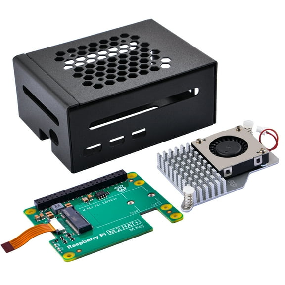 52Pi Metal Case for Raspberry Pi 5,with M.2 HAT  and Raspberry Pi Active Cooler for Raspberry Pi 5