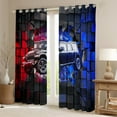 thumbnail image 2 of Erosebridal Racing Car Curtains Pack of 2 (42Wx63L),Geometric Buffalo 30%-50% Black Out Curtains,Blue Red Curtains for Living Room (42Wx63L),Car Room Decoration, 2 of 6