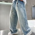 thumbnail image 5 of Boys Jeans Size 4-5 Elastic Waistband Pull-On Casual Demin Pants Comfy Plain Long Trousers Streetwear Boys Back To School Clothes, Blue, 5 of 6