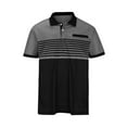 thumbnail image 4 of Yaoyar Men's Fallow Button Turn-down Collar Polo Shirt Top Short-Sleeved Stripe Sports Top Shirt, 4 of 6