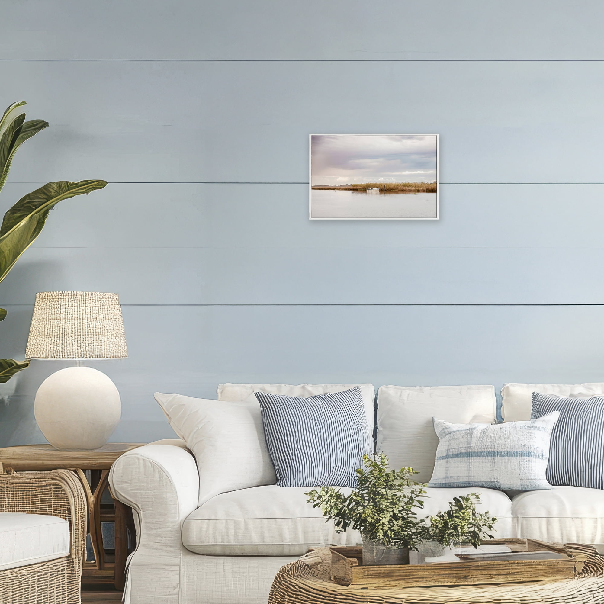 Stupell Industries Magical Mooring Landscape White Framed Giclee Art, design by Christy Berry