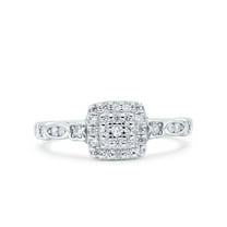 Simulated Cubic Zirconia Size-5 Square Halo Art Deco Wedding Engagement Bridal Ring 925 Sterling Silver