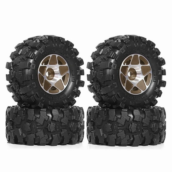 4pcs 57mm 1.0inch Metal Beadlock Wheel Tire Set for 1/18 1/24 RC Crawler Car TRX4M SCX24 AX24 FCX24 Brown