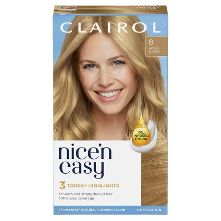 Clairol Nice N Easy Permanent Hair Color 8 Medium Blonde, 1 Kit