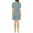 thumbnail image 3 of MODA NOVA Junior's Dots Print Square Neck Short Sleeve Ruffle Hem a Line Dress, 3 of 5