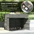 thumbnail image 4 of Outsunny Wicker Outdoor Storage Cabinet, Pool Towel Storage Cabinet, Grey, 4 of 10