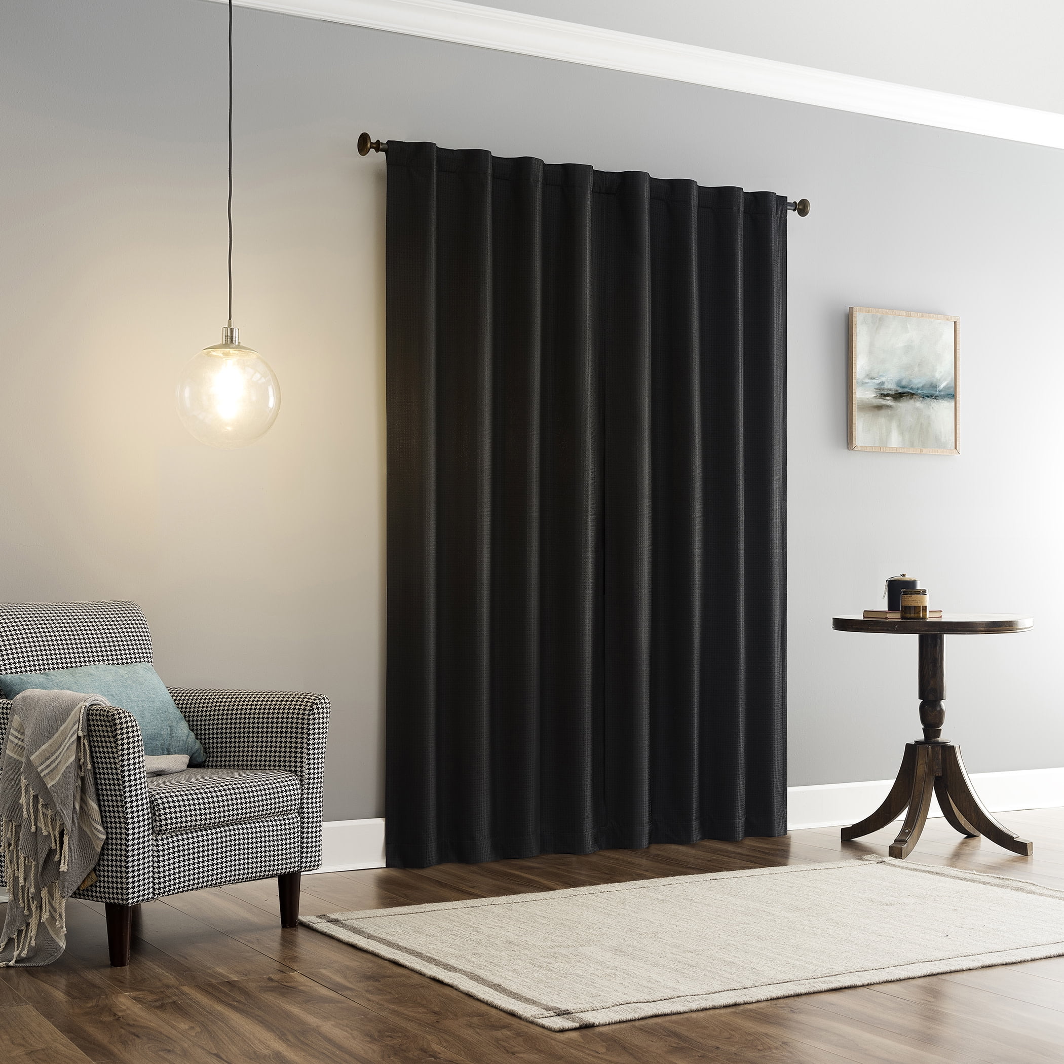 Sun Zero Vance 2-Piece Magnetic Closure 100% Blackout Back Tab Curtain Panel Pair, 37"x96", Black
