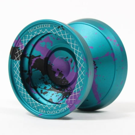 MAGICYOYO V8S Trickseeker Yo-Yo - Aluminum Responsive / Unresponsive Fingerspin YoYo (Teal Purple Black Acidwash)