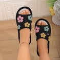 thumbnail image 6 of Bibifish Womens Fall Slippers Printed Terry Cloth Slide Colorful Flower Print Breathable Sweat Resistant Open Toe Slip On Indoor Winter Slippers, 6 of 7