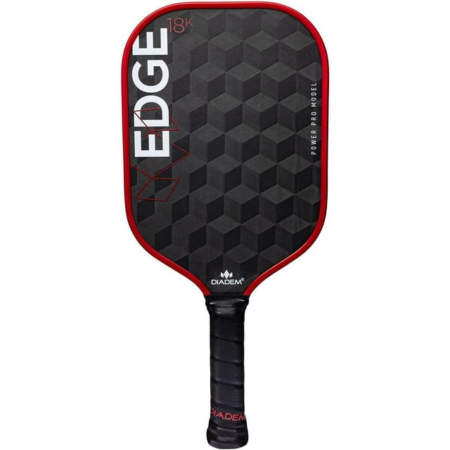 Diadem Edge Palette de Pickleball Thermoformée 18K Power Pro Approuvée par l'USAPA / Face en Fibre de Carbone 18K pour Rotation et Contrôle / Palette de Contrôle 16 mm