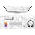 thumbnail image 2 of 【Super Smooth Fabric】Minimalist Desk Mat Topographic Pattern Gaming Mouse Pad Large Desk Pad with Stitched Edges Gaming Mousepad Aesthetic Deskmat XL, Keyboard Pad for Women Desk 31.5"x11.8" White, 2 of 7