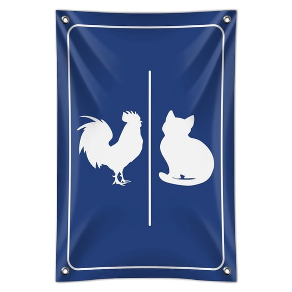 Unisex Men and Women Restroom Sign With Rooster and Cat Home Business Office Sign