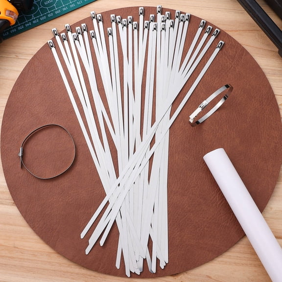 KAKOWELY 200 Pcs Metal Cable Ties 304 Stainless Steel For Machinery