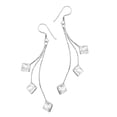 thumbnail image 6 of Sophisticated Dangle Chain Square Sparkle Cubic Zirconia .925 Silver Earrings, 6 of 6