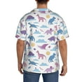 thumbnail image 5 of Xecao offers the Dinosaur for Men's Casual Short-sleeved Shirt, a button-up collared shirt with a pocket, perfect for beach vacations and yacht travel in the Medium size., 5 of 7