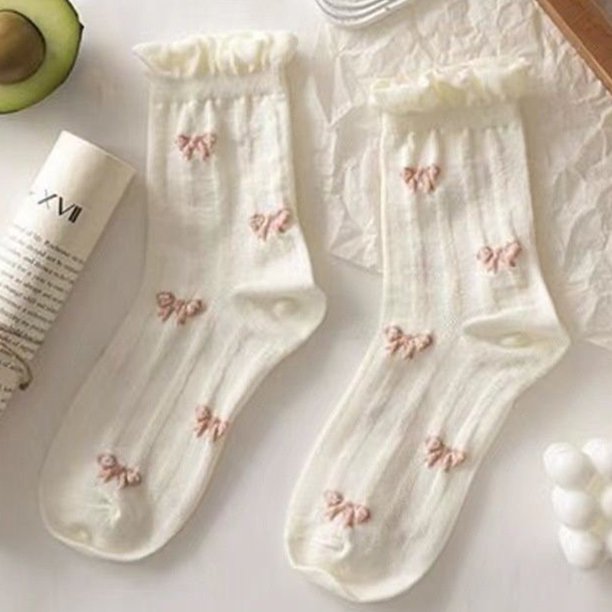Lolita-Conjunto de calcetines cortos para mujer, medias de algodón con volantes, color blanco y rosa, estilo japonés, para primavera y verano, 1 o 3 p