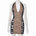 thumbnail image 3 of Leopard Print Bodycon Mini Dress (M, Black), 3 of 6