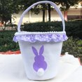 thumbnail image 2 of Matsuzay Bolsa de conejito Canasta de Pascua Conveniencia Cubos de vacaciones Suministros para niños Patrones surtidos decorativos Bolsas con Almacenamiento y organización del hogar Encaje morado, 2 of 6