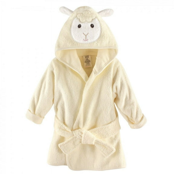 Luvable Friends Baby Girl Cotton Animal Face Bathrobe, Lamb, One Size